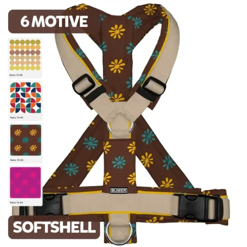 BUMER Hundegeschirr 70er JAHRE MUSTER, gepolstert, (Softshell), komplett konfigurierbar