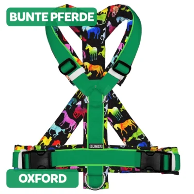 BUMER Hundegeschirr BUNTE PFERDE, gepolstert, (Oxford), komplett konfigurierbar