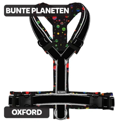 BUMER Hundegeschirr BUNTE PLANETEN gepolstert, (Oxford), komplett konfigurierbar