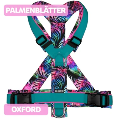 BUMER Hundegeschirr NEON PALMENBLÄTTER, gepolstert, (Oxford), komplett konfigurierbar