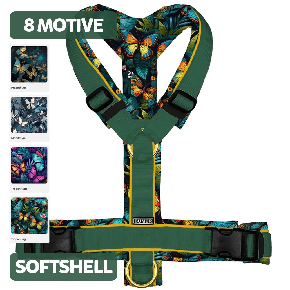 BUMER Hundegeschirr SCHMETTERLINGE, gepolstert, (Softshell), komplett konfigurierbar (2)