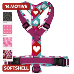 BUMER Hundegeschirr VALENTINSTAG HERZEN, gepolstert, (Softshell), komplett konfigurierbar