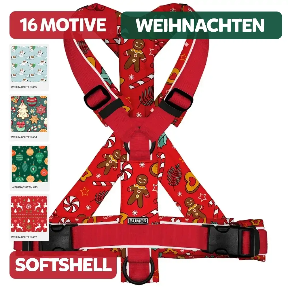 BUMER Hundegeschirr, gepolstert, (Softshell), komplett konfigurierbar WEIHNACHTEN