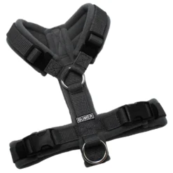 BUMER Hundegeschirr, Gurtband Dunkelgrau (Standard PLUS), Fleece Driftwood Ash, gepolstert ohne geteilten Bruststeg, Größe XS, Ringe silberfarbig (Edelstahl), Schnallen schwarz (DURAFLEX®)