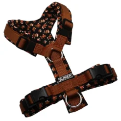 BUMER Hundegeschirr, Gurtband PREMIUM Copper Glow, Softshell Weihnachten #5, gepolstert ohne geteiltem Bruststeg, Größe XXS, Ringe silberfarbig (Edelstahl), Schnallen schwarz (DURAFLEX®)