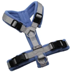 BUMER Hundegeschirr, Gurtband PREMIUM Muschelgrau, Fleece Lavender Twilight, gepolstert ohne geteiltem Bruststeg, Größe XXS, Ringe silberfarbig (Edelstahl), Schnallen schwarz (DURAFLEX®)