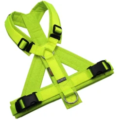 BUMER Hundegeschirr, gepolstert, Größe M, Gurtband PREMIUM X Neongelb, CORDURA® neongelb Reflex, Ringe silberfarbig (Edelstahl), Schnallen schwarz (DURAFLEX®)