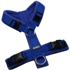 BUMER Hundegeschirr, gepolstert, Größe XS, Gurtband PREMIUM Royal Saphire, Fleece Azur Twilight, Ringe silberfarbig (Edelstahl), Schnallen schwarz (DURAFLEX®)