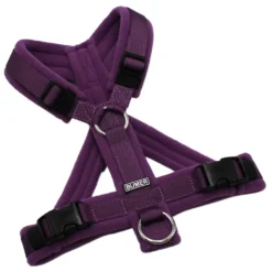 BUMER Hundegeschirr, gepolstert, Größe XS/S, Gurtband PREMIUM Lavender Luxe, Fleece Obsidian Orchid, Ringe silberfarbig (Edelstahl), Schnallen schwarz (DURAFLEX®)
