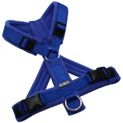 BUMER Hundegeschirr, gepolstert, Größe XS/S, Gurtband PREMIUM Royal Saphire, Fleece Azur Twilight, Ringe silberfarbig (Edelstahl), Schnallen schwarz (DURAFLEX®)