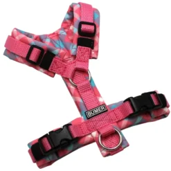 BUMER Hundegeschirr, gepolstert, Größe XXS, Gurtband Dunkelpink, Softshell Candy, Ringe silberfarbig (Edelstahl), Schnallen schwarz (DURAFLEX®)