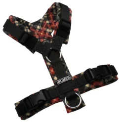 BUMER Hundegeschirr, gepolstert, Größe XXS, Gurtband PREMIUM Camouflage Green, Softshell Diamond Dusk, Ringe silberfarbig (Edelstahl), Schnallen schwarz (DURAFLEX®)