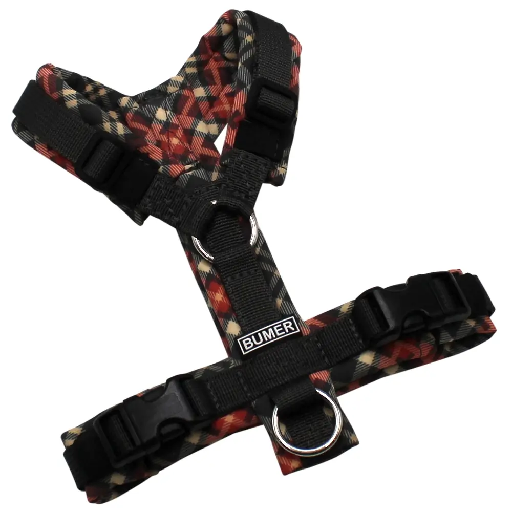 BUMER Hundegeschirr, gepolstert, Größe XXS, Gurtband PREMIUM Camouflage Green, Softshell Diamond Dusk, Ringe silberfarbig (Edelstahl), Schnallen schwarz (DURAFLEX®)