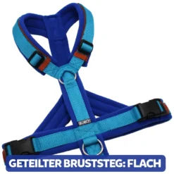 BUMER Hundegeschirr, gepolstert, Größe XXS / XS, Gurtband Aquamarin, Fleece Starry Sky, Ringe silberfarbig (Edelstahl), Schnallen schwarz (DURAFLEX®), Paspel Karamell, Gummi Cinnaburn