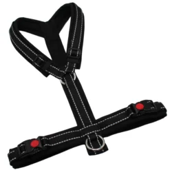 BUMER Hundegeschirr, Größe M, Gurtband schwarz REFLEX, Softshell schwarz, Ringe silberfarbig (Edelstahl), Schnallen schwarz mit Sicherung