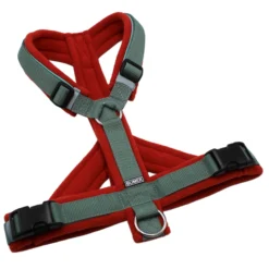 BUMER Hundegeschirr, Gr&ouml;&szlig;e M/L, Gurtband Salbei, Fleece Terracotta, Ringe silberfarbig (Edelstahl), Schnallen schwarz (DURAFLEX&reg;), Paspel Minty Breeze, Bruststeg geteilt (flach)