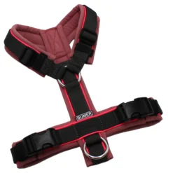 BUMER Hundegeschirr, Softshell Dusty Rose, Größe XS, Gurtband PREMIUM Camouflage Green, Ringe silberfarbig (Edelstahl), Schnallen schwarz (DURAFLEX®), Paspel Neonpink (komplett)