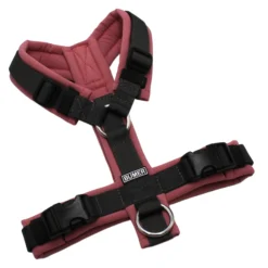 BUMER Hundegeschirr, gepolstert, Größe XS, Gurtband PREMIUM Camouflage Green, Softshell Dusty Rose, Ringe silberfarbig (Edelstahl), Schnallen schwarz (DURAFLEX®)