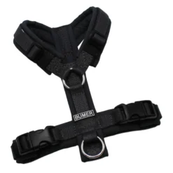 BUMER Hundegeschirr, gepolstert, Größe XXS, Gurtband Anthrazit, Softshell Cool Grey, Ringe silberfarbig (Edelstahl), Schnallen schwarz (DURAFLEX®)