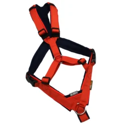 BUMER Trailgeschirr, gepolstert, Größe S, Gurtband PREMIUM Scarlett Essence, CORDURA® Dunkelblau, Ringe silberfarbig (Edelstahl), Schnallen schwarz (DURAFLEX®)