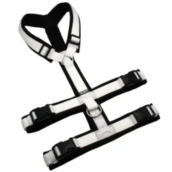BUMER Sicherheitsgeschirr, Größe L, Gurtband PREMIUM Silken Snow, Softshell Schwarz, Ringe silberfarbig (Edelstahl), Schnallen schwarz (DURAFLEX®)