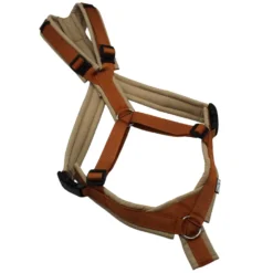 BUMER Trailgeschirr, Größe M/L, Gurtband PREMIUM Copper Glow, Softshell Sandgrege, Ringe silberfarbig (Edelstahl), Schnallen schwarz (DURAFLEX®)