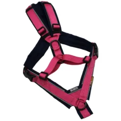 BUMER Trailgeschirr, Größe S, Gurtband PREMIUM Himbeer Sorbet, CORDURA® Dunkelblau, Ringe schwarz (Edelstahl), Schnallen schwarz (DURAFLEX®), Paspel grau (reflektierend)