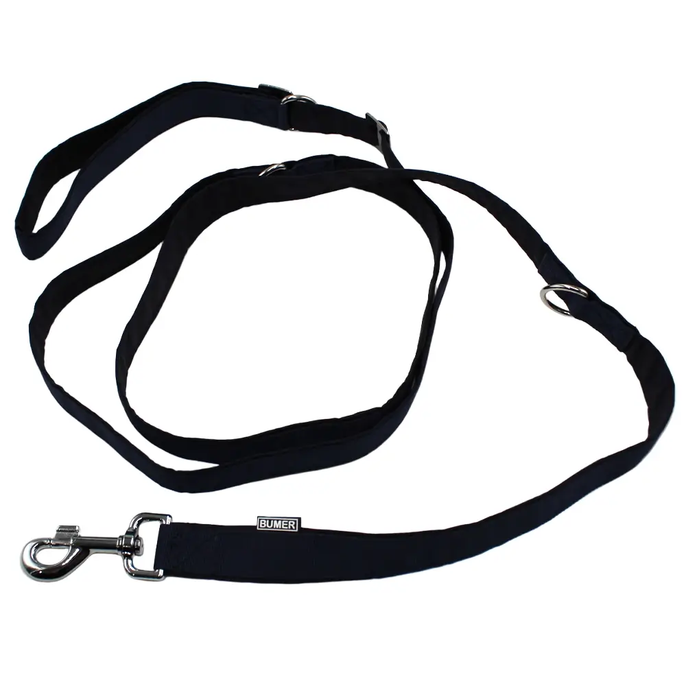 BUMER Agility Hundeleine, 200cm, Halsumfang 24cm, Gurtband PREMIUM Midnight Indigo, CORDURA® schwarz