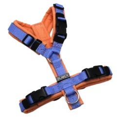 BUMER Hundegeschirr, Größe XXS, Gurtband PREMIUM X Light Blue, Softshell Magnolienrosa, Ringe silberfarbig (Edelstahl), Schnallen schwarz (DURAFLEX®), Zusatzschnalle