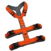 BUMER Sicherheitsgeschirr, Größe S, Gurtband: Blutorange REFLEX, Softshell: REFLEX (grau), Ringe: silberfarbig (Edelstahl), Schnallen: schwarz (DURAFLEX®)