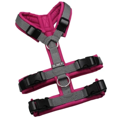BUMER Sicherheitsgeschirr, Größe XXS, Gurtband: PREMIUM Pearly Horizon, Softshell: MA6203, Ringe: silberfarbig (Edelstahl), Schnallen: schwarz (DURAFLEX®)