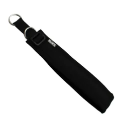 BUMER Zugstopp Halsband, Halsumfang 52-58 cm, Gurtband PREMIUM Pitch Black, Softshell Schwarz, Ringe silberfarbig (Edelstahl)