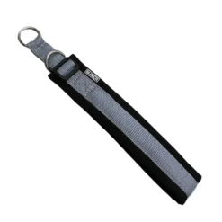 BUMER Zugstopp Halsband, Halsumfang 52-58 cm, Gurtband PREMIUM X Silbergrau, Softshell Schwarz, Ringe silberfarbig (Edelstahl)