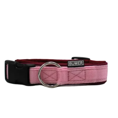 BUMER STACK IT® Steckhalsband, Halsumfang: 32cm, Gurtband: PREMIUM X Rosenzart, Softshell: Bordeaux, Ring: silberfarbig (Edelstahl), Schnalle: schwarz (DURAFLEX®)