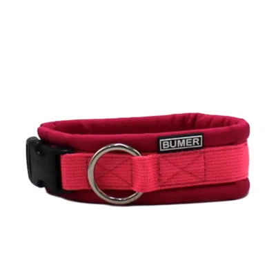 BUMER Steckhalsband, Halsumfang: 28-34 cm, Gurtband: PREMIUM Vibrant Magenta, Softshell: Pink, Ring: silberfarbig (Edelstahl), Schnalle: schwarz (DURAFLEX®)