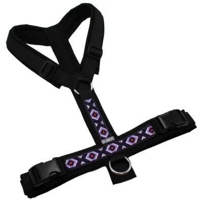 BUMER BOHO Hundegeschirr, gepolstert ohne geteilten Bruststeg, Größe L, Gurtband: PREMIUM Pitch Black, Softshell: Schwarz, Ringe: silberfarbig (Edelstahl), Schnallen: schwarz (DURAFLEX®)