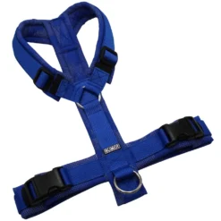 BUMER Hundegeschirr, gepolstert ohne geteilten Bruststeg, Gr&ouml;&szlig;e M, Gurtband: PREMIUM Royal Saphire, Softshell: Camou REFLEX Dunkelblau, Ringe: silberfarbig (Edelstahl), Schnallen: schwarz (DURAFLEX&reg;)